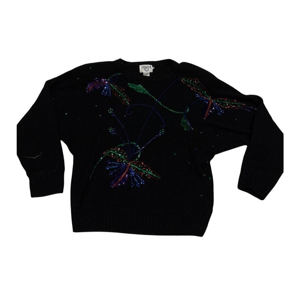 Vintage Cervelle Lambswool Angora Embroidered Sweater